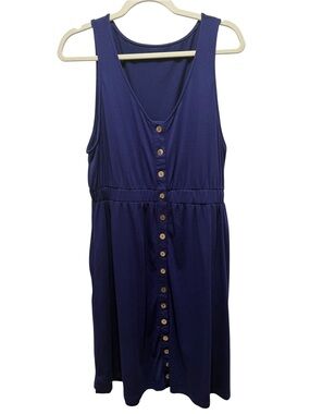 Women’s Navy Button-Front Sleeveless Dress